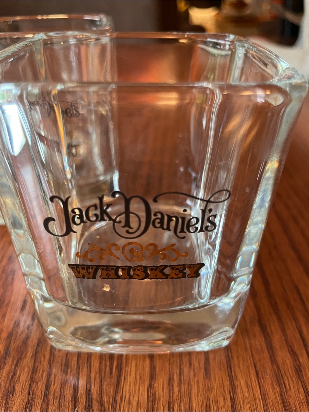 Set of 4 Jack Daniels Glass Whiskey Tumblers with Gold Logo Accents  - 3.5”x3”